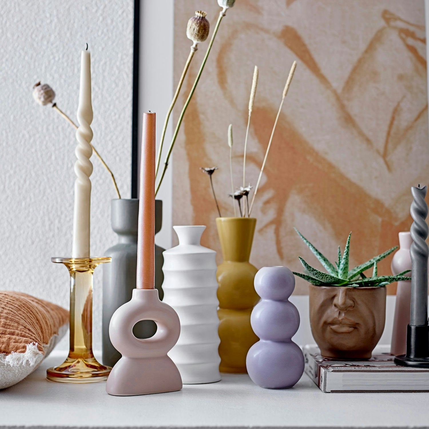 Bloomingville Twist Kerzen Natur 4-er Set