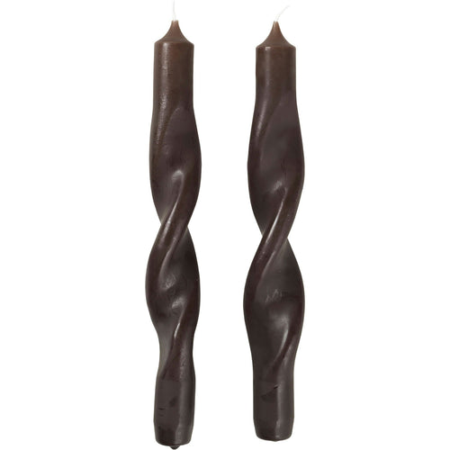 Broste Copenhagen Twist Kerze 23 Cm 2-er Set, Dunkelbraun