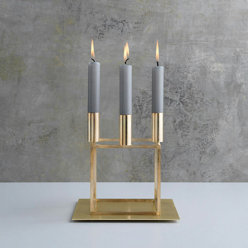 By Lassen Kubus 4 Kerzenhalter, Messing
