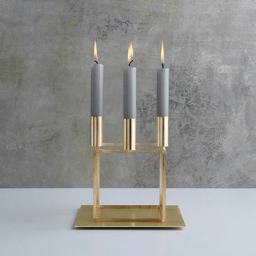 By Lassen Kubus 4 Kerzenhalter, Messing