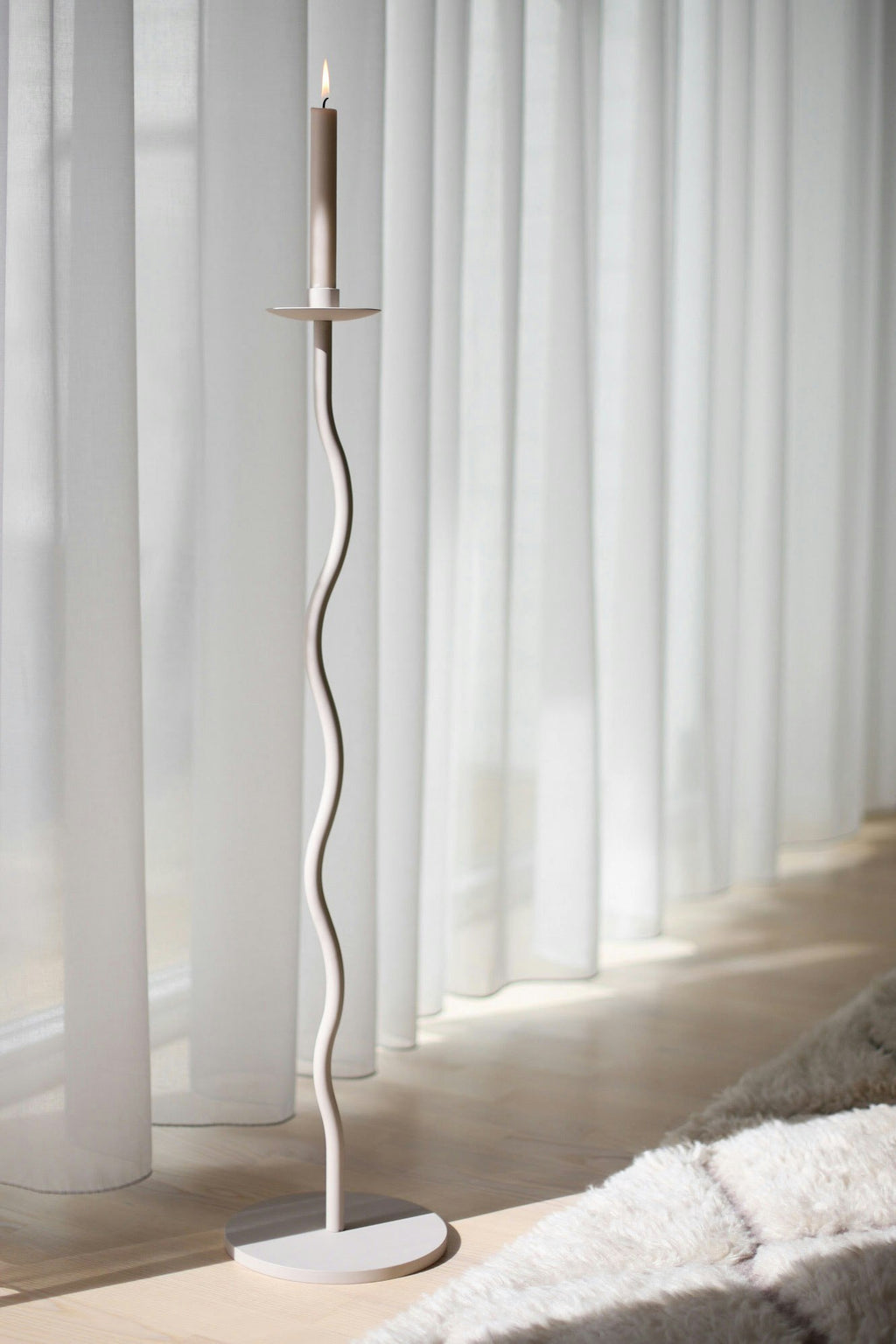  Curved Kerzenständer 85 Cm, Sandfarben