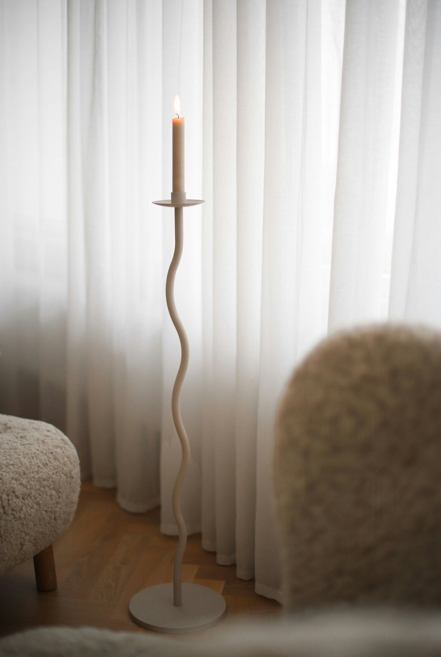  Curved Kerzenständer 75 Cm, Sandfarben
