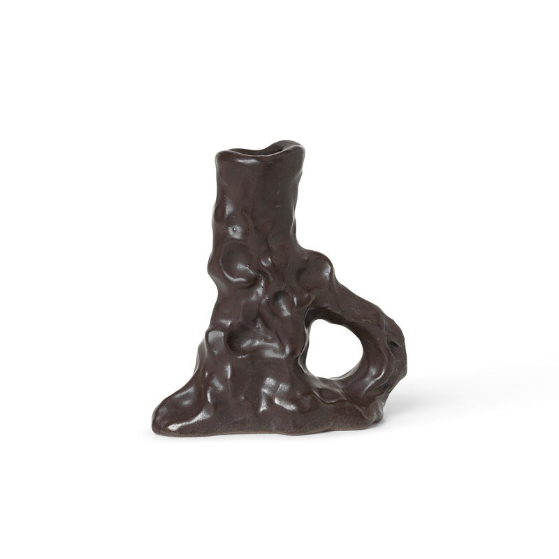 Ferm LIVING Dito Kerzenhalter Steingut 11,5x12 Cm, Dunkelbraun