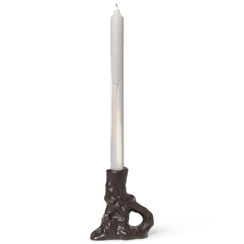 Ferm LIVING Dito Kerzenhalter Steingut 11,5x12 Cm, Dunkelbraun