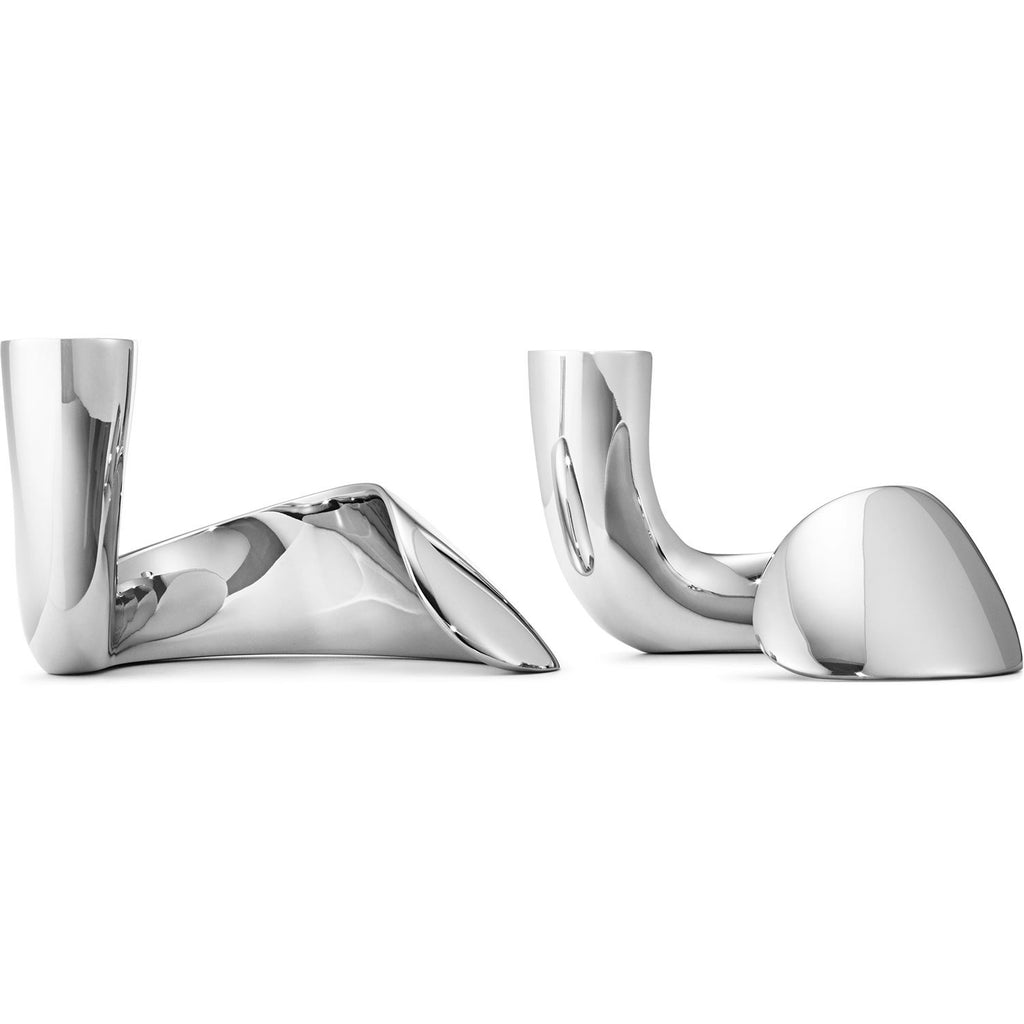 Georg Jensen Bloom Kerzenhalter 2er-Pack, Edelstahl