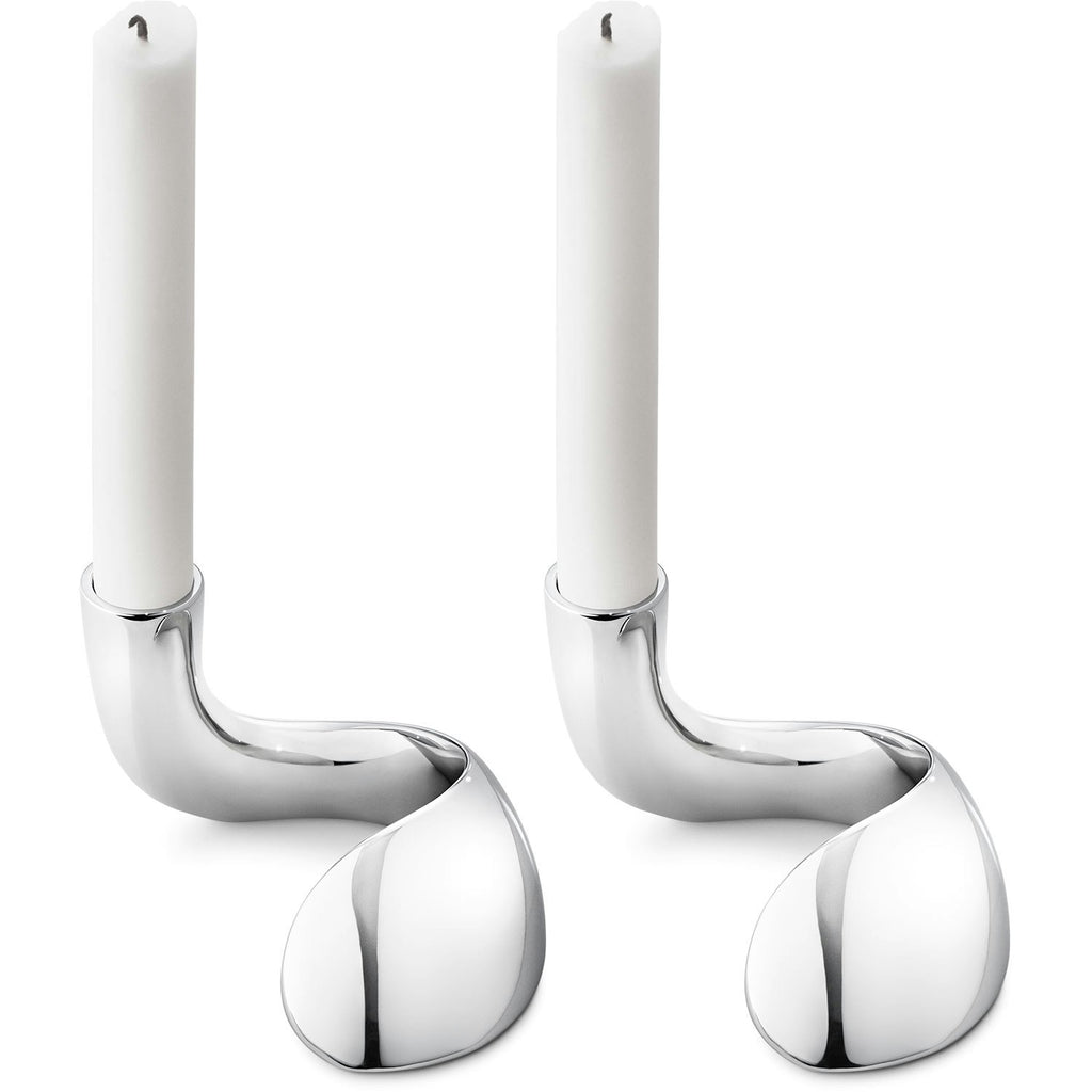 Georg Jensen Bloom Kerzenhalter 2er-Pack, Edelstahl