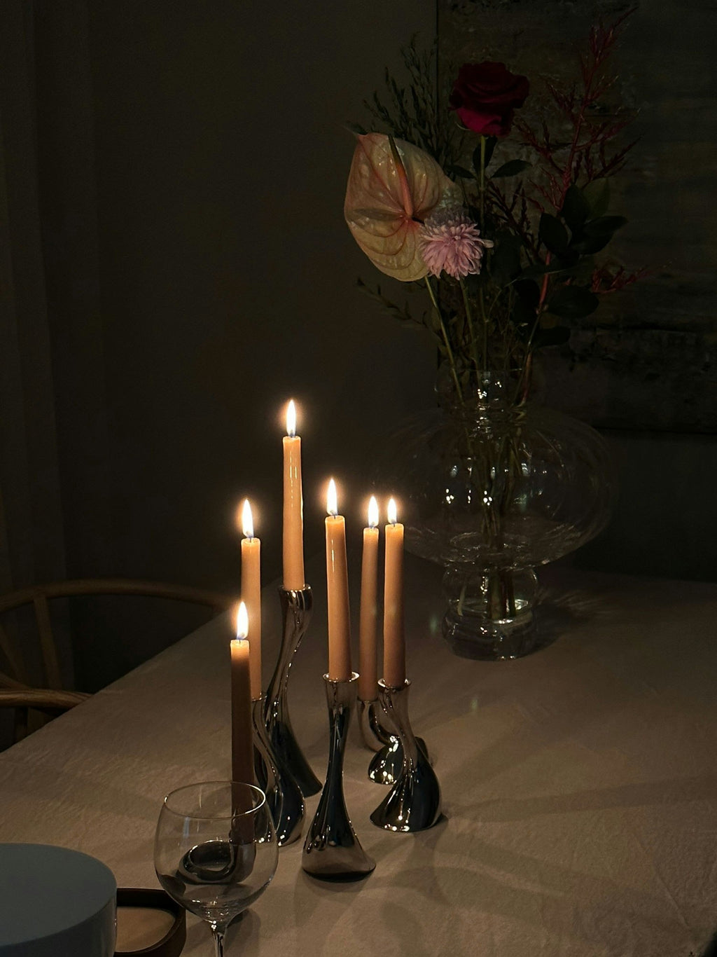 Georg Jensen Bloom Kerzenhalter 2er-Pack, Edelstahl
