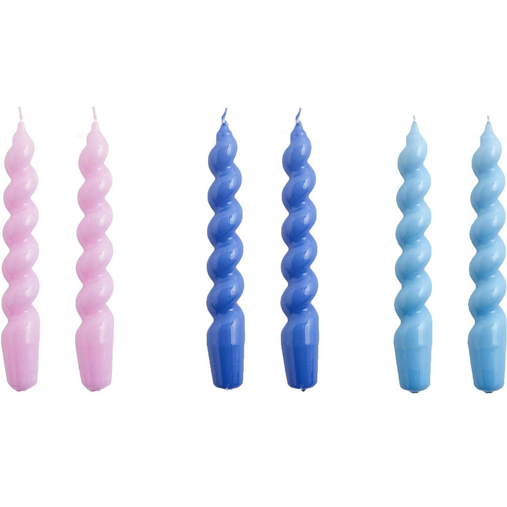Hay Spiral Kerzen 6-er Set, Lila / Lila Blau / Hellblau