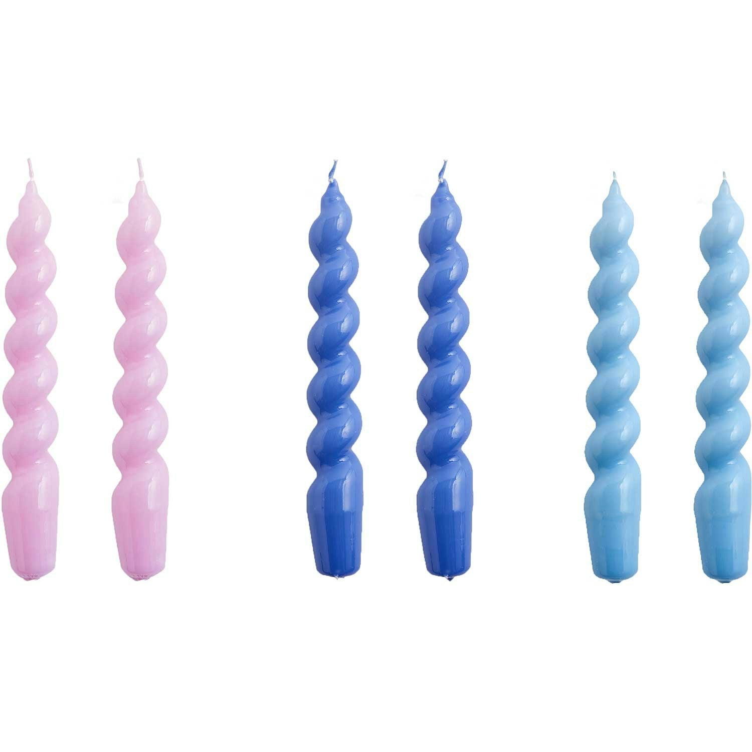 Hay Spiral Kerzen 6-er Set, Lila / Lila Blau / Hellblau