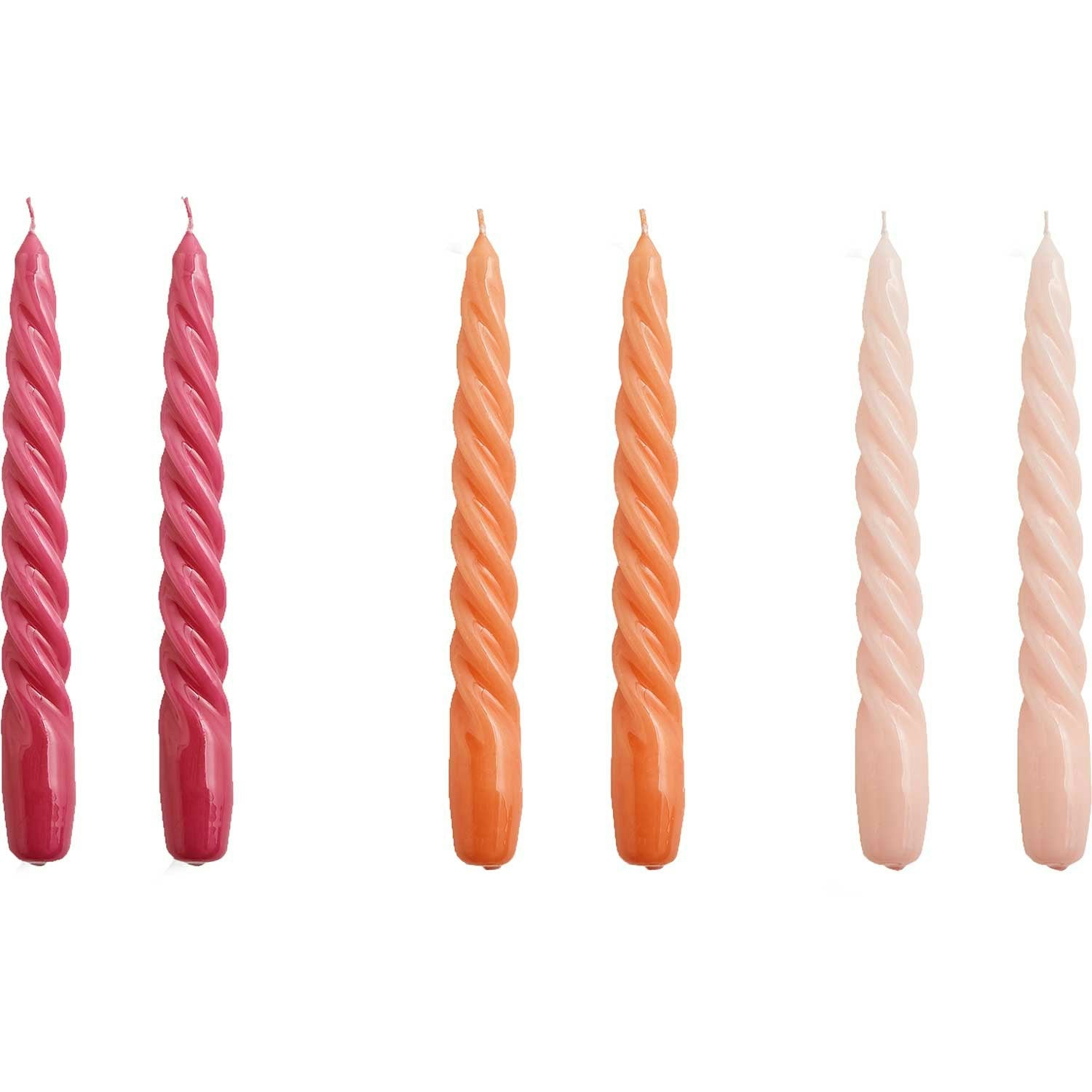 Hay Twist Candles Kerzen 6-er Set, Dark Punch / Dark Peach / Light Rose