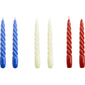 Hay Twist Candles Kerzen 6-er Set, Purple Blue / Off-White / Burgundy