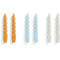 Hay Spiral Kerzen 6-er Set, Mandarinenfarben / Blau / Grau