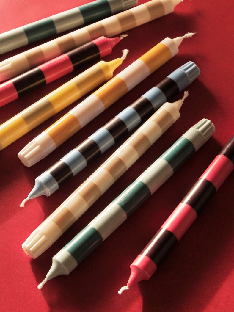 Hay Stripe Kerze 4-er Set, Douce