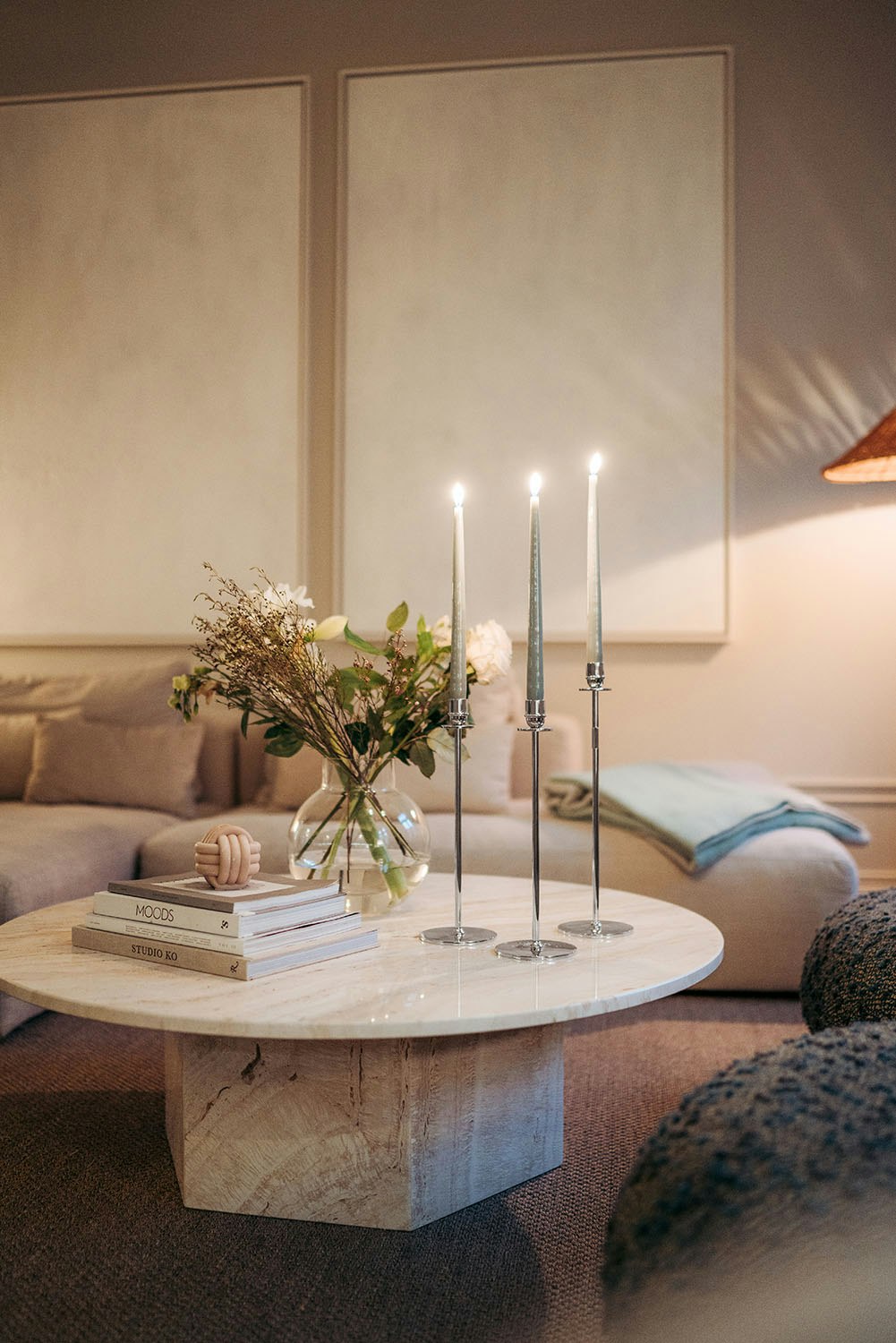  Chiaro Di Luna Candlestick Nickel-plated Brass, 40 Cm