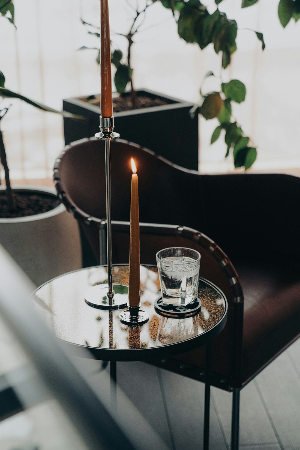  Chiaro Di Luna Candlestick Nickel-plated Brass, 40 Cm