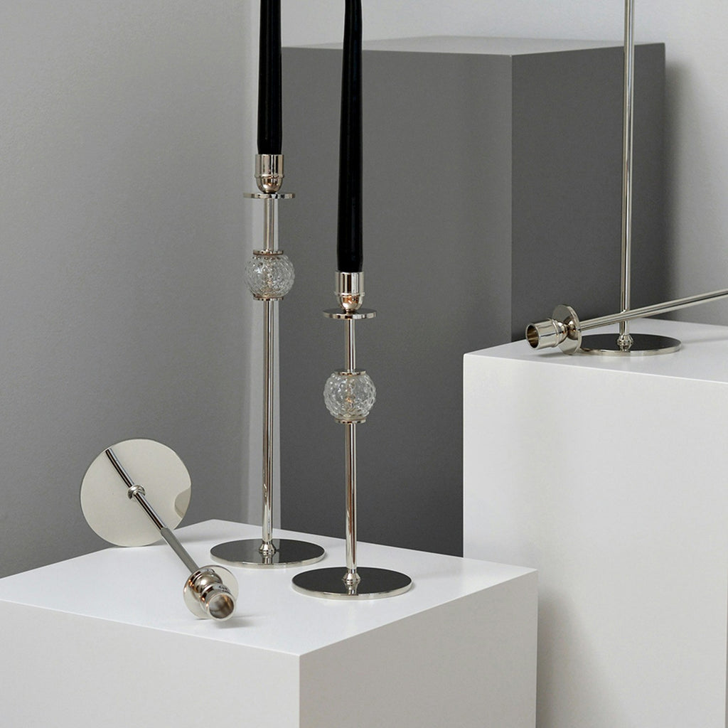  La Luna Candlestick Nickel Plated Brass, 40 Cm