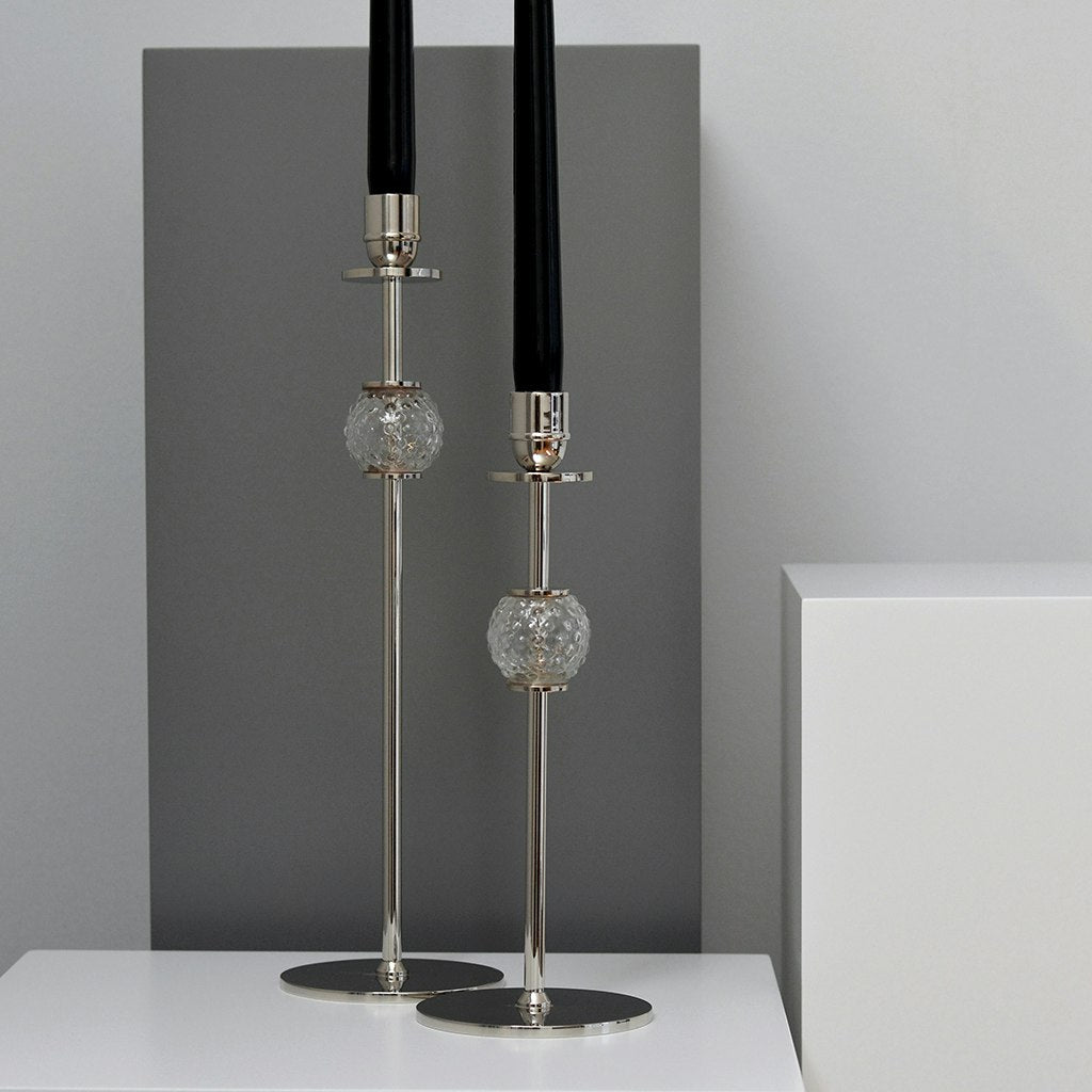  La Luna Candlestick Nickel Plated Brass, 40 Cm