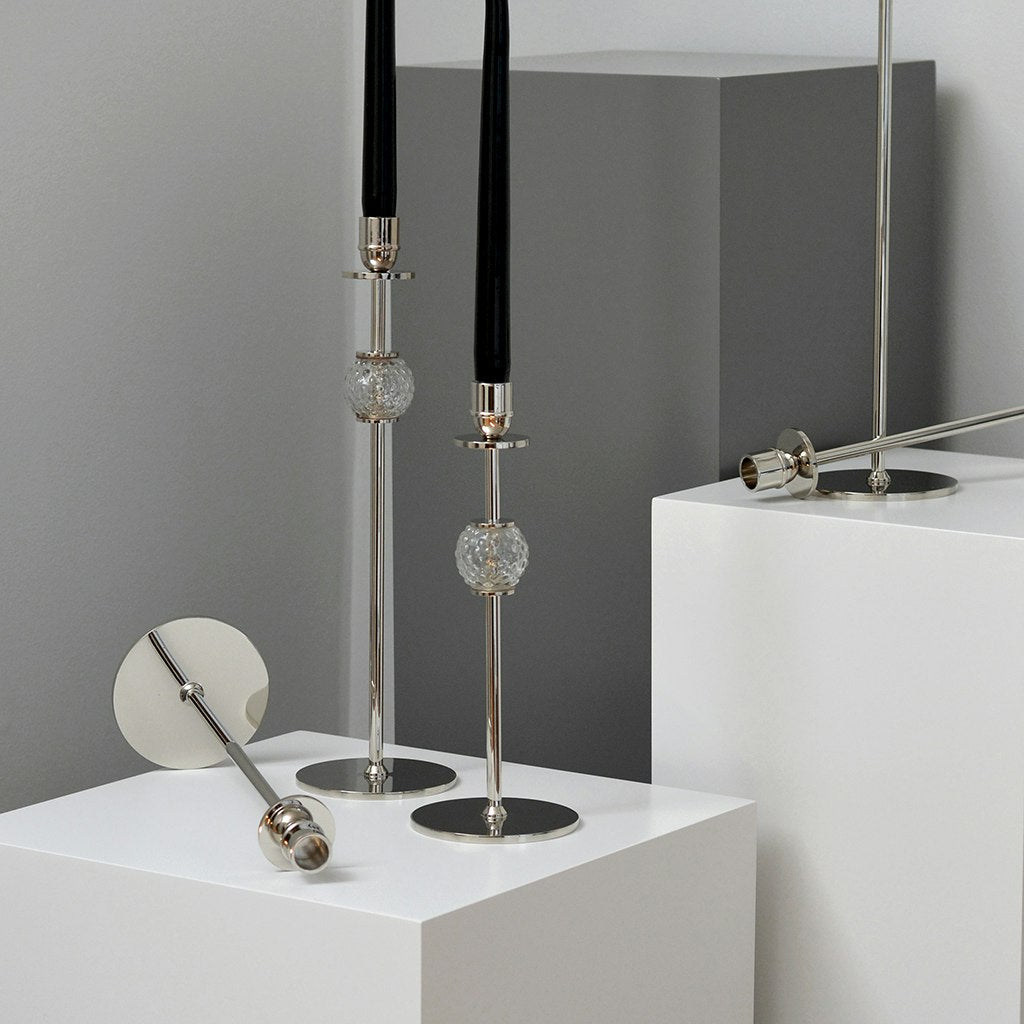  La Luna Candlestick Nickel Plated Brass, 40 Cm