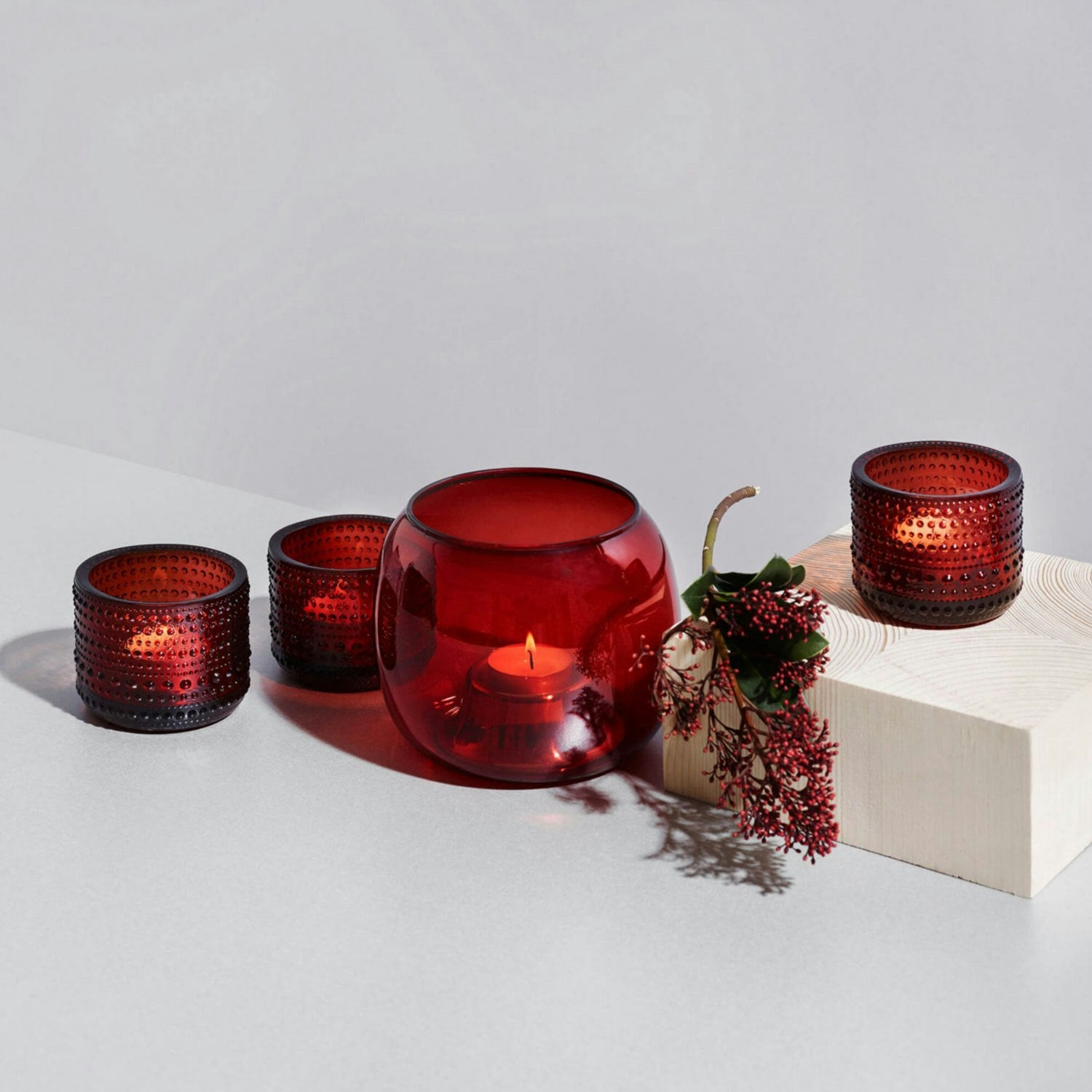 Iittala Kastehelmi Laterne 6,4 Cm, Cranberry