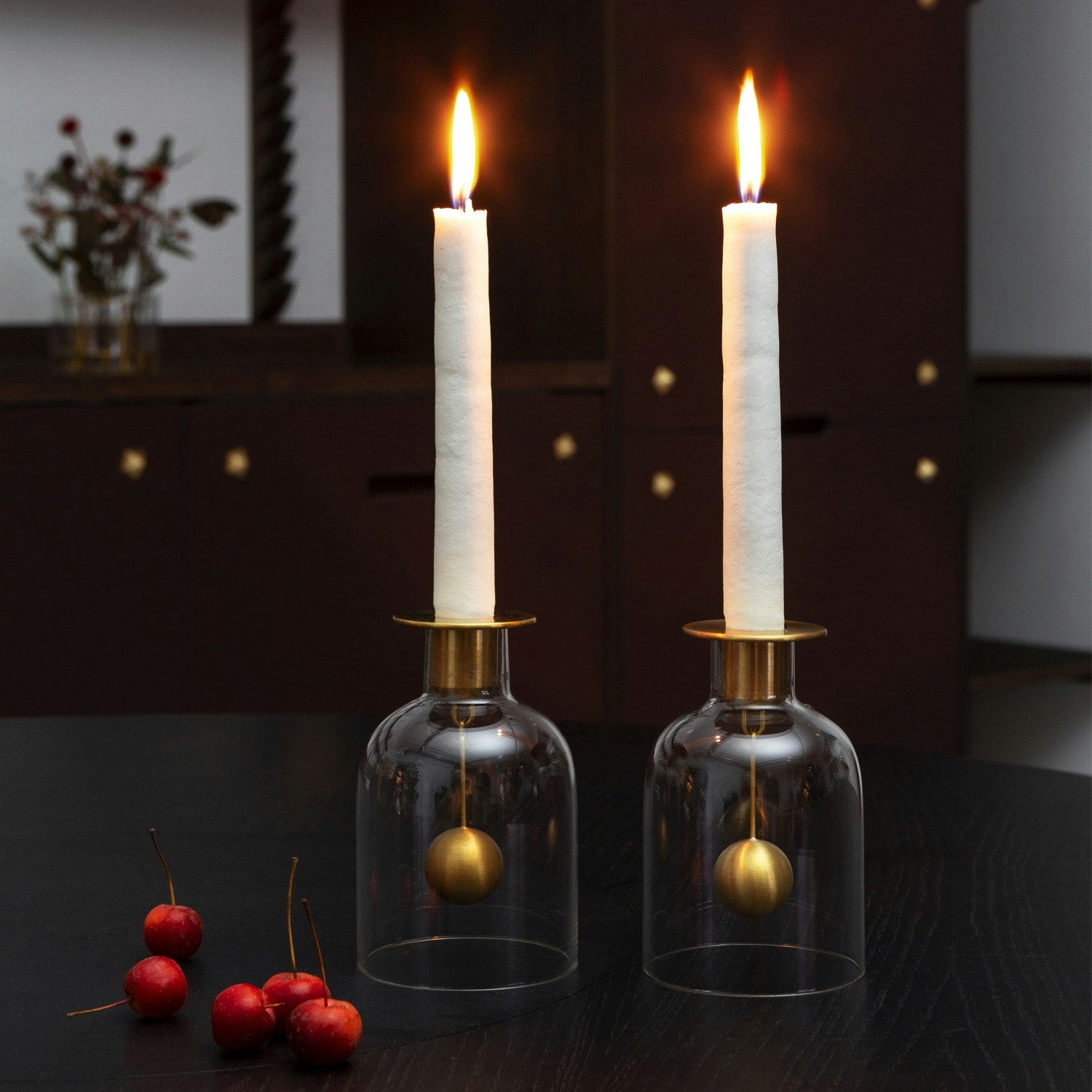Klong Bell Kerzenständer, Glas/Messing
