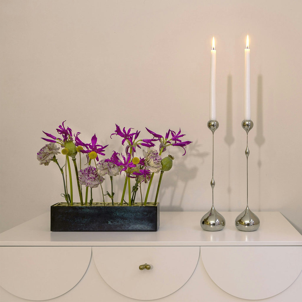 Klong Tender Candlestick High, Nickel