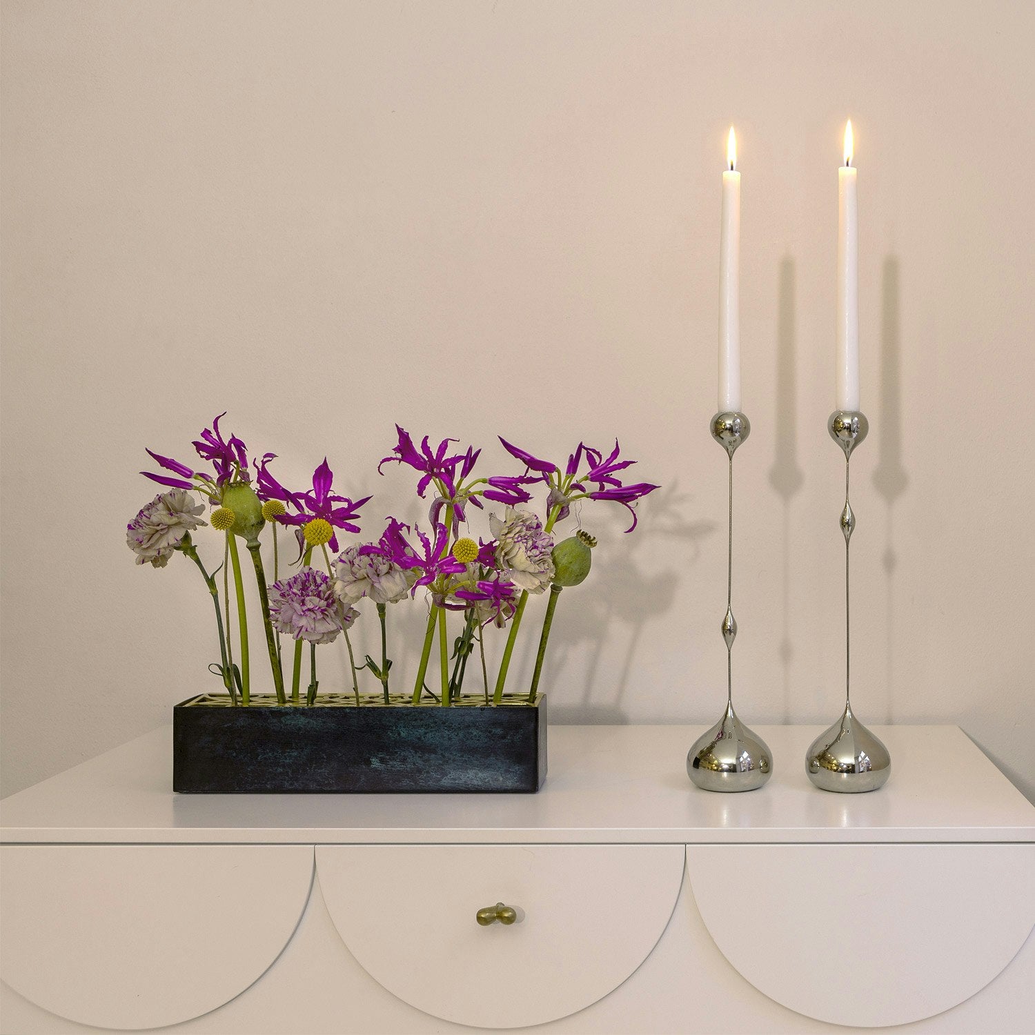 Klong Tender Candlestick High, Nickel