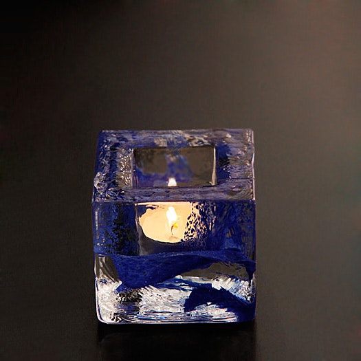 Kosta Boda Brick Kerzenhalter 7,5x8,5 Cm, Blau