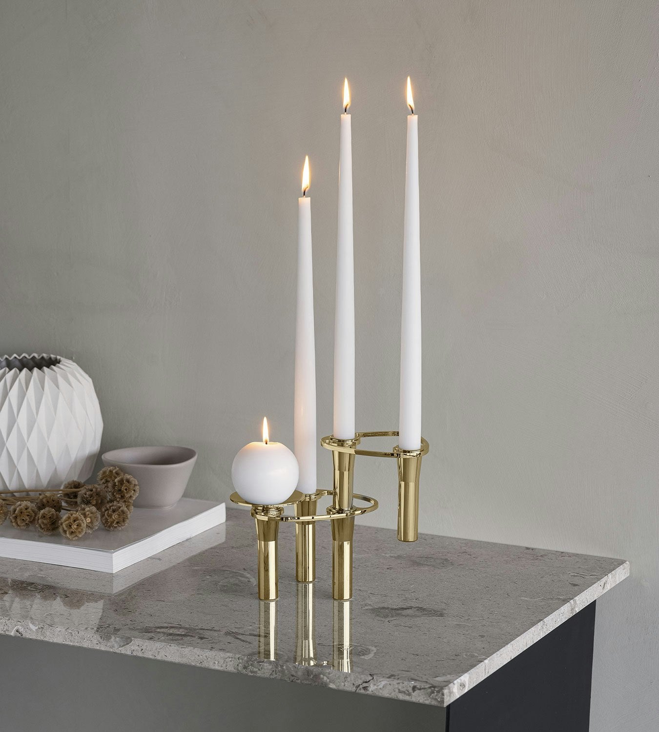 LIND DNA Lind Curve Tray Kerzenständer, Gold