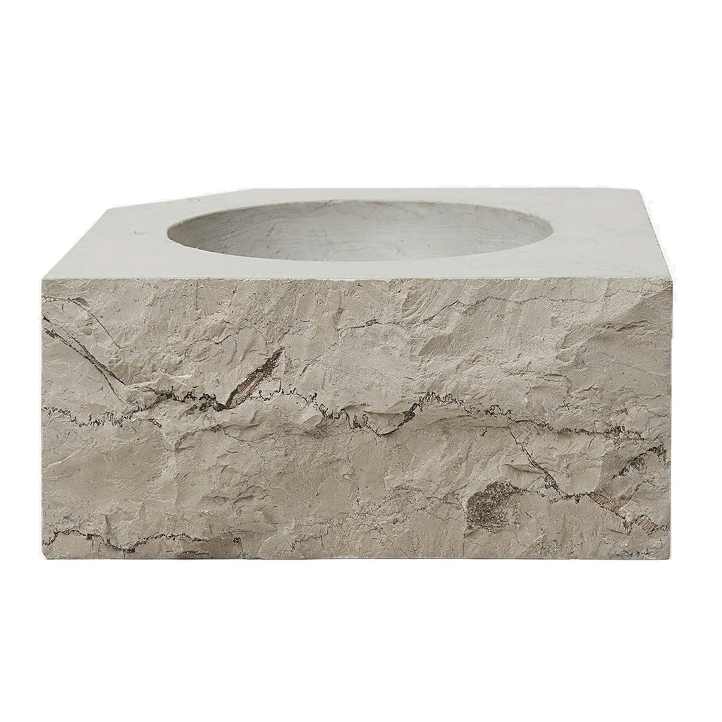 Stone Low Square Kerzenhalter 8 Cm, Grauer Marmor