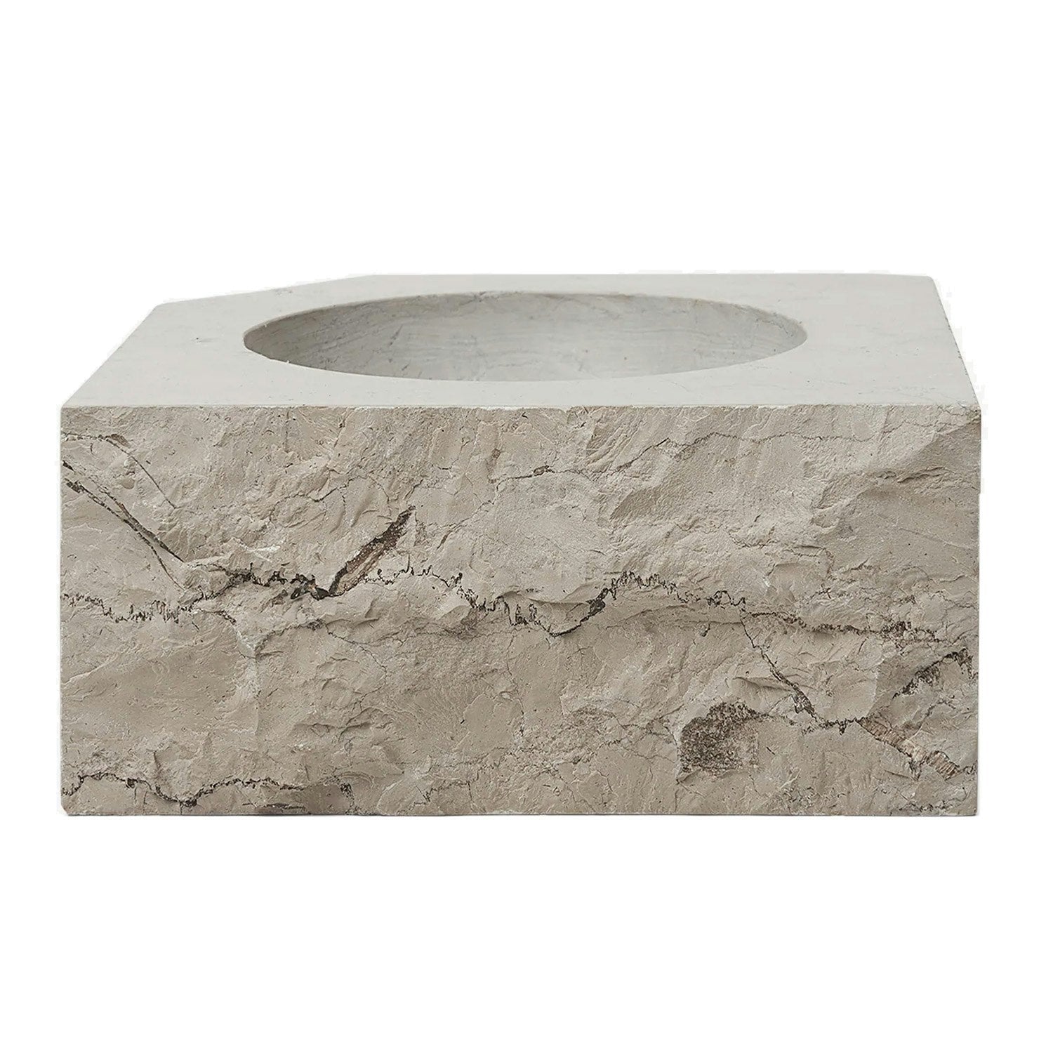  Stone Low Square Kerzenhalter 8 Cm, Grauer Marmor