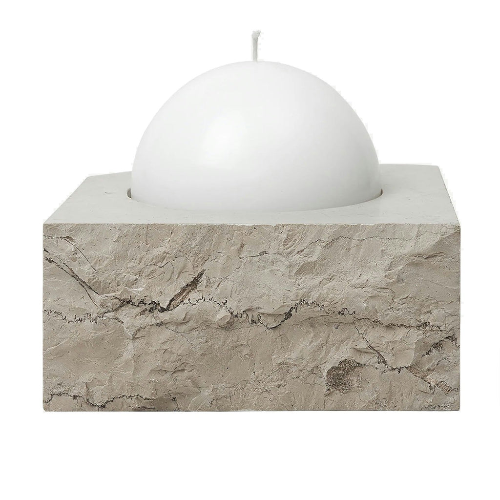  Stone Low Square Kerzenhalter 8 Cm, Grauer Marmor