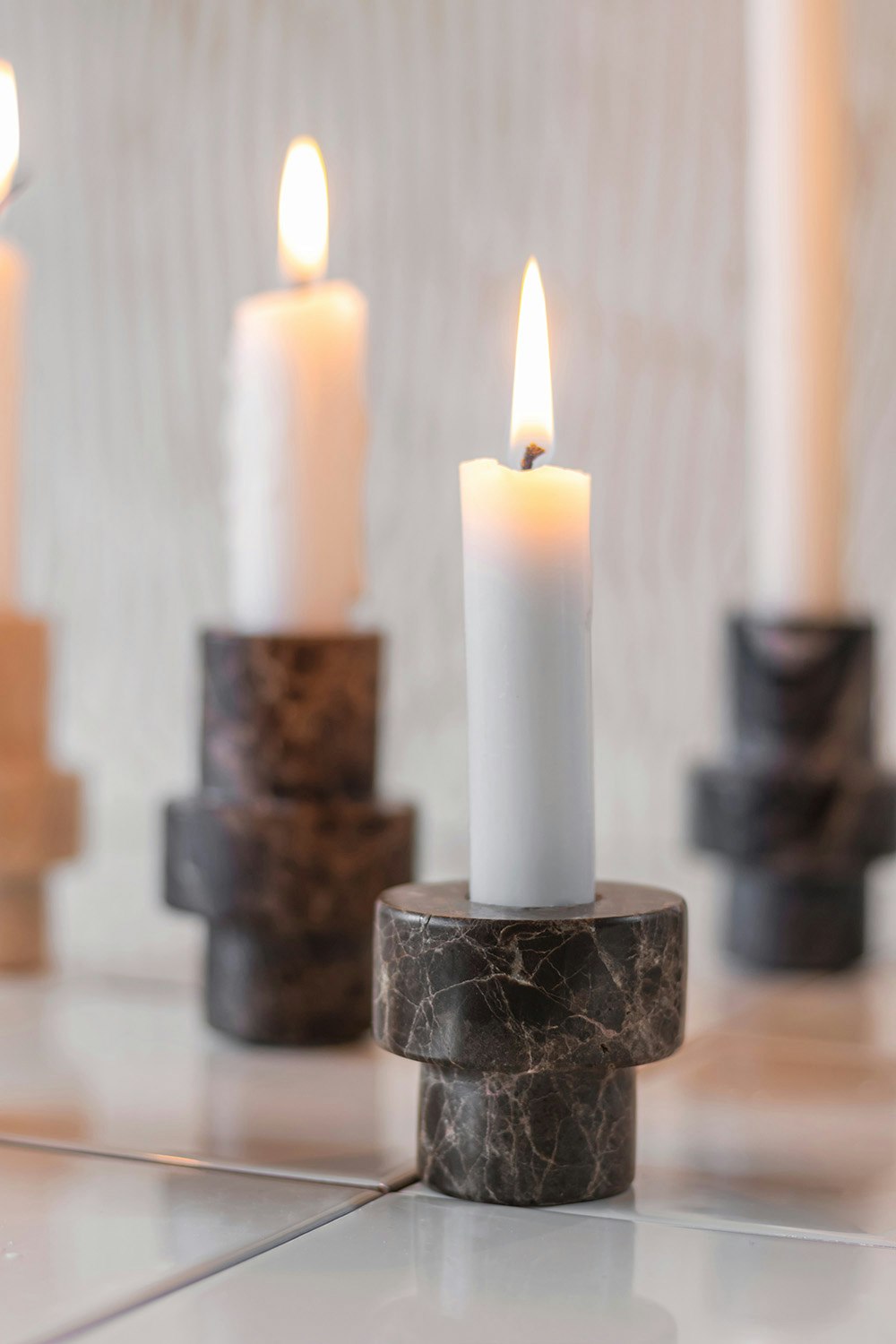 Mette Ditmer Marble Kerzenhalter Klein, Braun