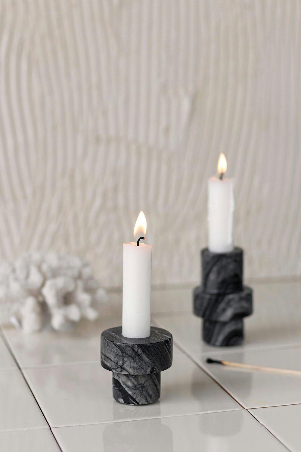 Mette Ditmer Marble Kerzenhalter Klein, Grau