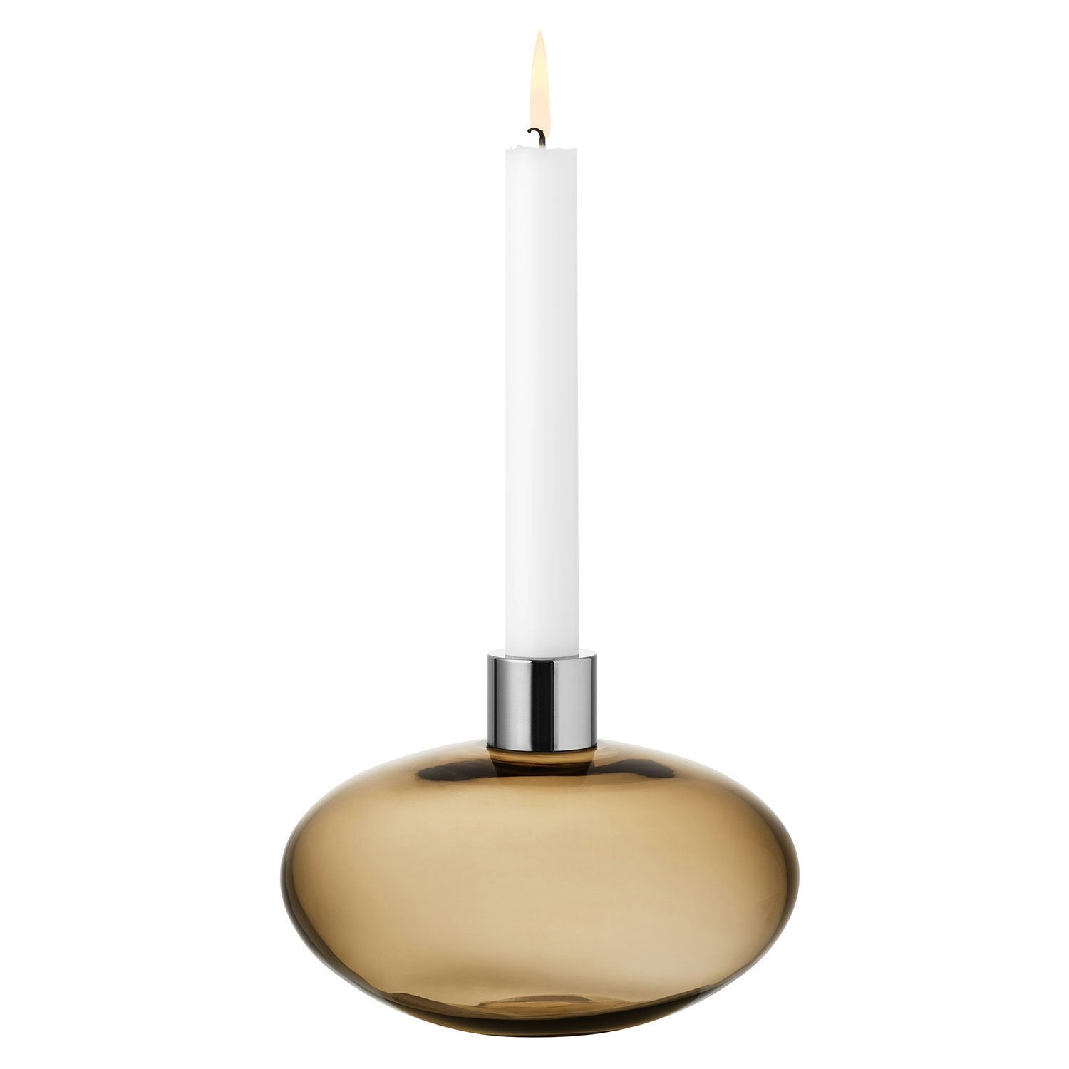 Orrefors Pluto Kerzenständer, Goldbraun
