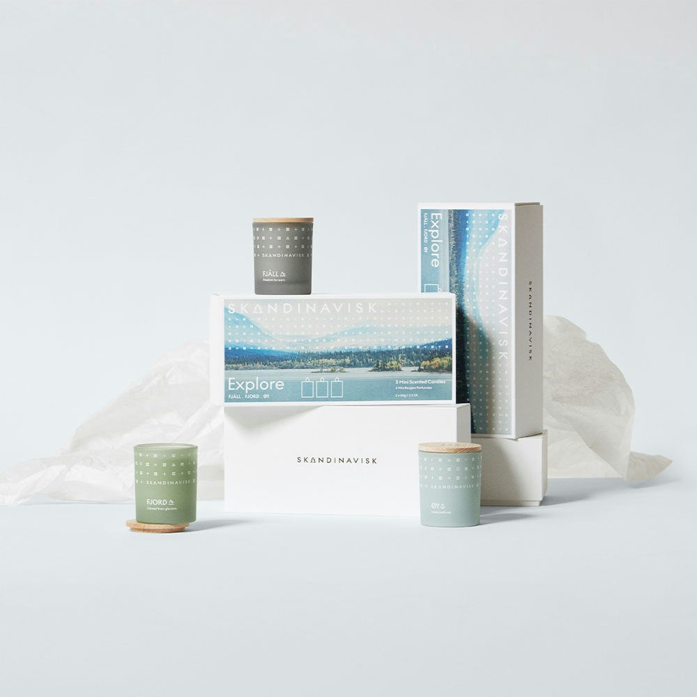 Skandinavisk EXPLORE Geschenkset Duftkerze 3-er Set