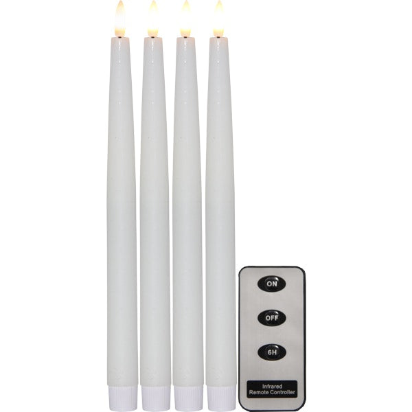 Star Trading Flamme LED Antike Kerze Mit Fernbedienung 28,5 Cm Weiß, 4-er Set