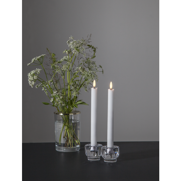 Star Trading Flamme LED Antike Kerze Weiß 2-er Set, 25 Cm
