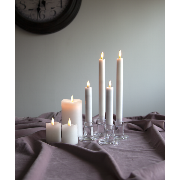 Star Trading Flamme LED Antike Kerze Weiß 2-er Set, 15 Cm