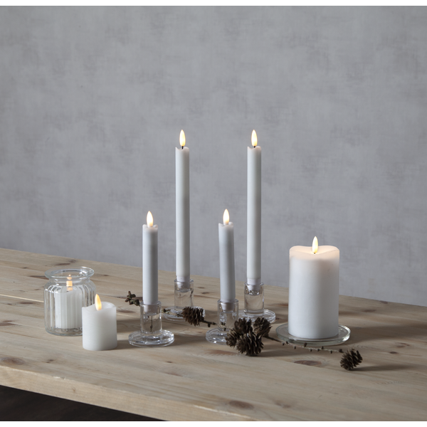Star Trading Flamme LED Antike Kerze Weiß 2-er Set, 15 Cm