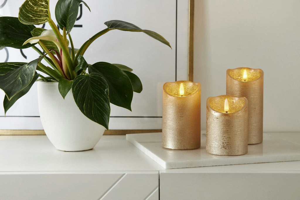 Star Trading Flamme Rustic LED Stumpenkerze Gold, 10 Cm