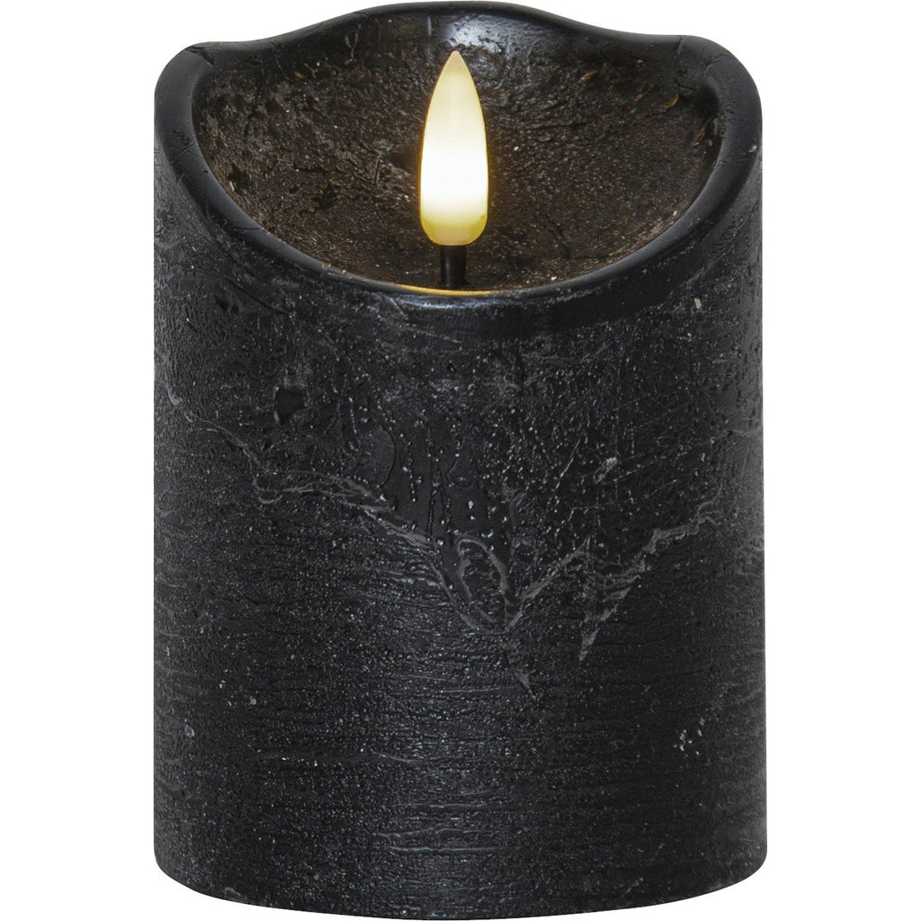 Star Trading Flamme Rustic LED Stumpenkerze Schwarz, 10 Cm