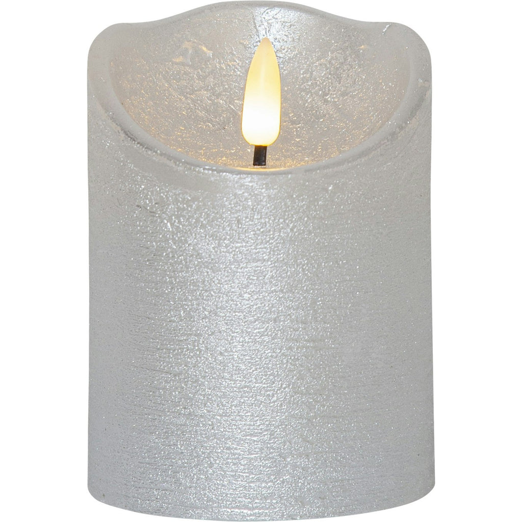 Star Trading Flamme Rustic LED Stumpenkerze Silber, 10 Cm