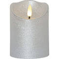 Star Trading Flamme Rustic LED Stumpenkerze Silber, 10 Cm