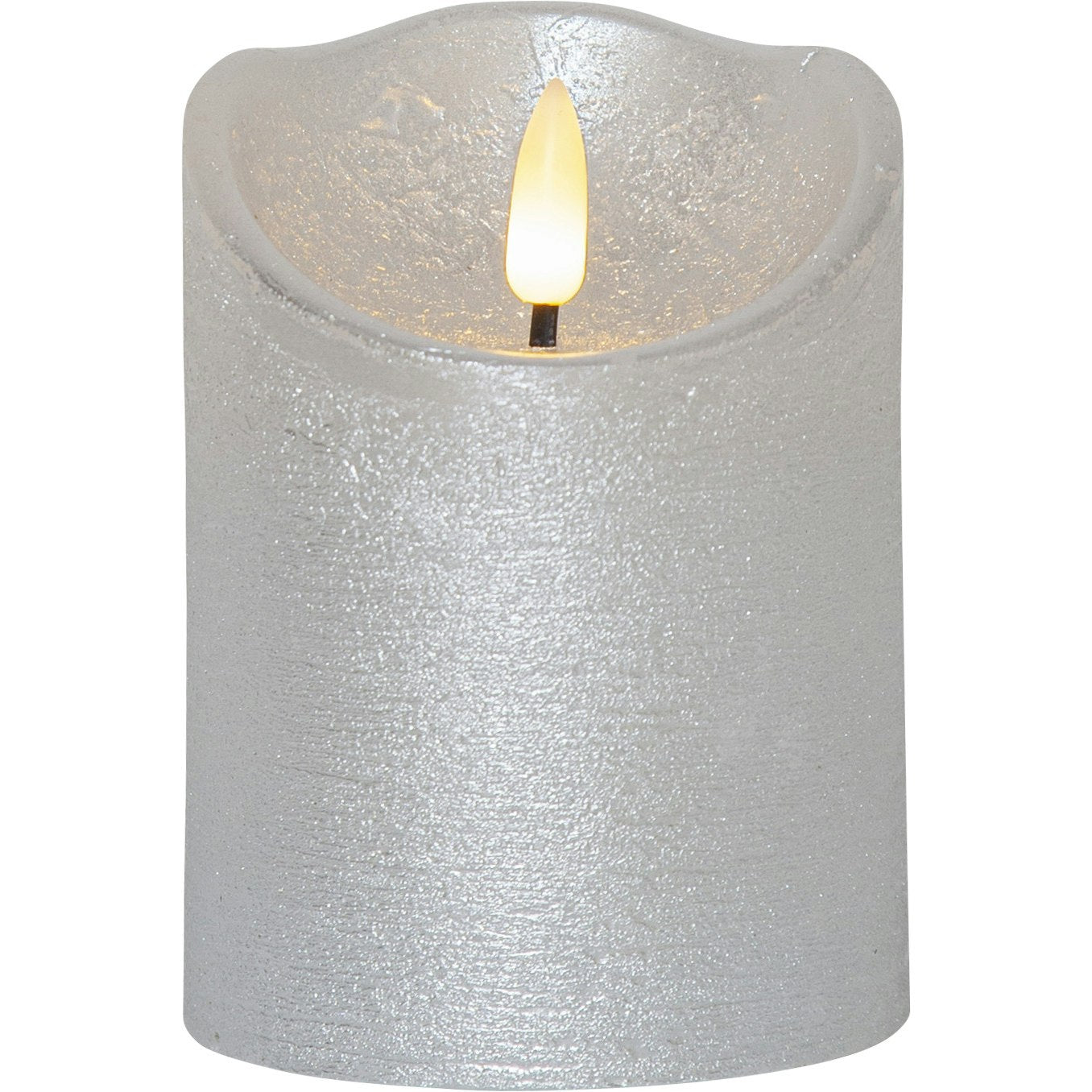 Star Trading Flamme Rustic LED Stumpenkerze Silber, 10 Cm