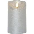 Star Trading Flamme Rustic LED Stumpenkerze Silber, 12 Cm