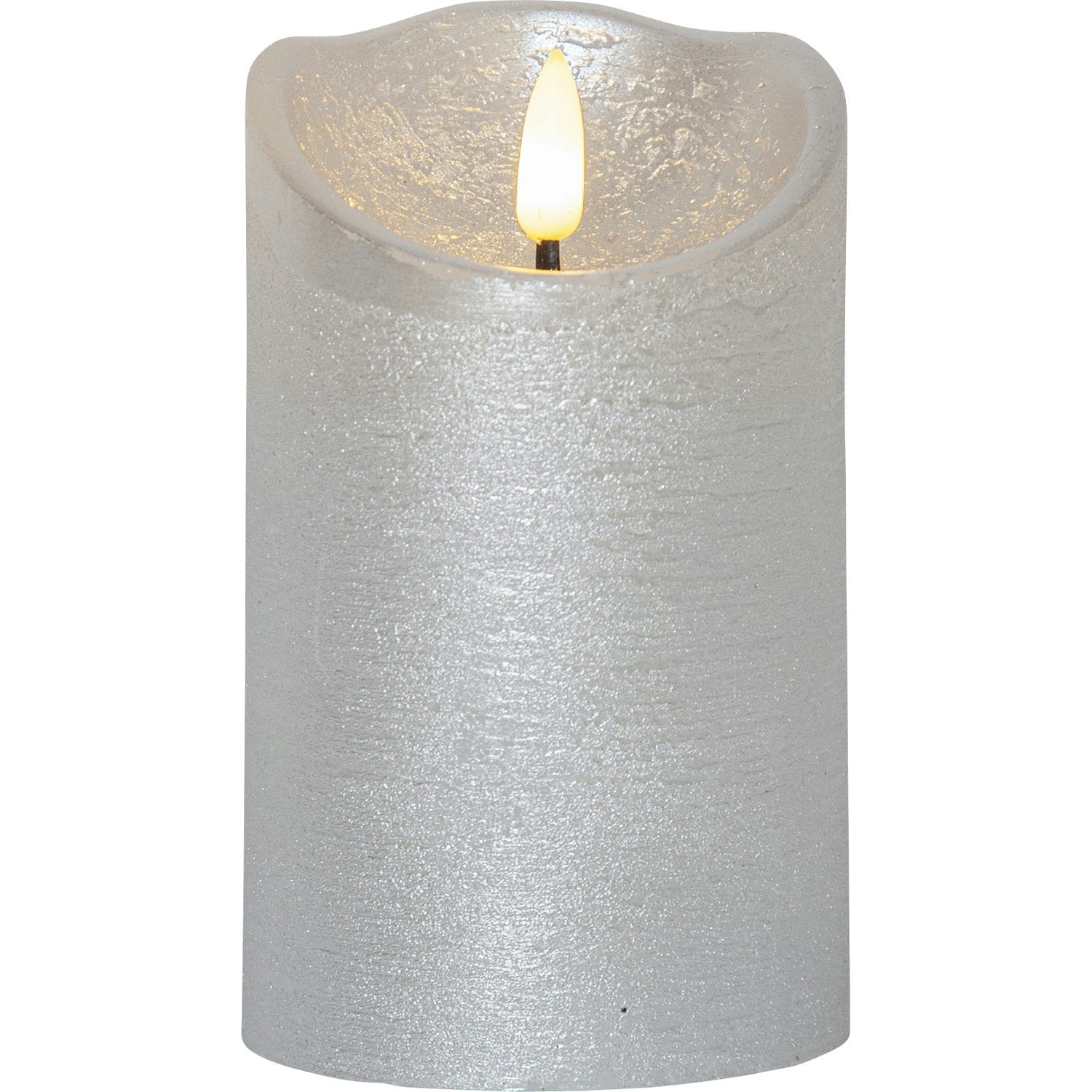 Star Trading Flamme Rustic LED Stumpenkerze Silber, 12 Cm