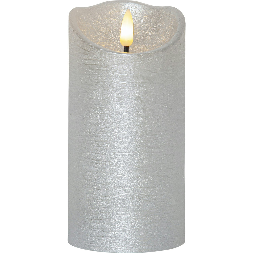 Star Trading Flamme Rustic LED Stumpenkerze Silber, 15 Cm