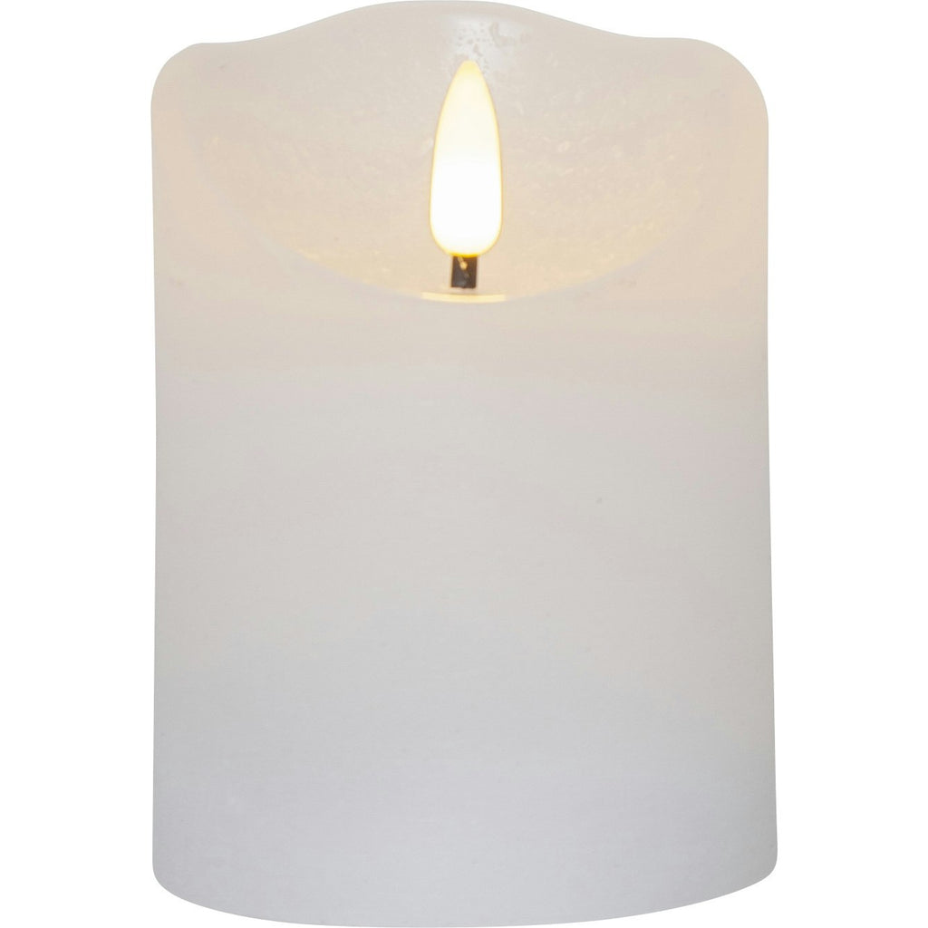 Star Trading Flamme Rustic LED Stumpenkerze Weiß, 10 Cm