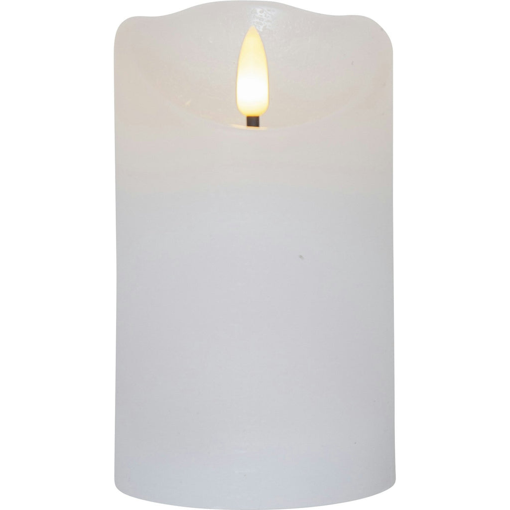 Star Trading Flamme Rustic LED Stumpenkerze Weiß, 12 Cm