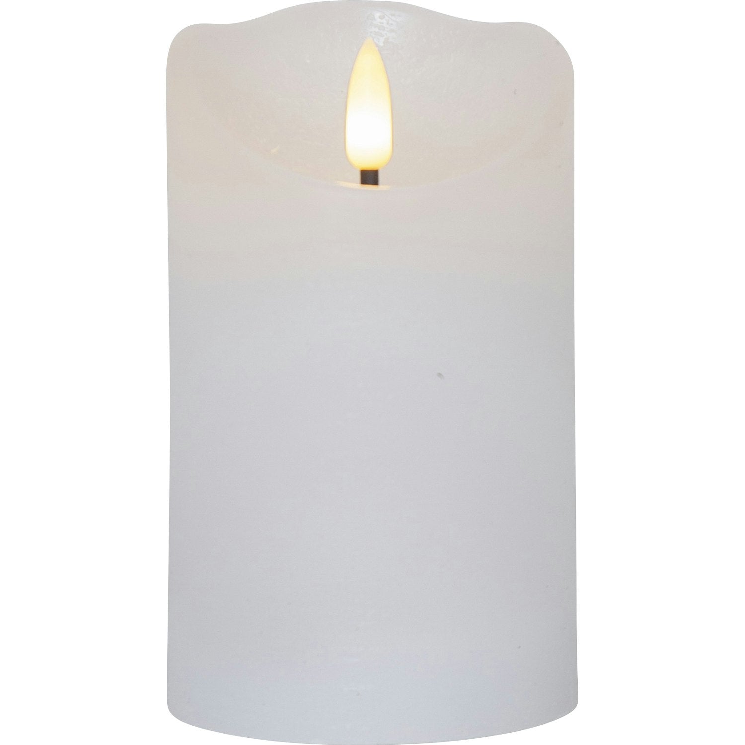 Star Trading Flamme Rustic LED Stumpenkerze Weiß, 12 Cm